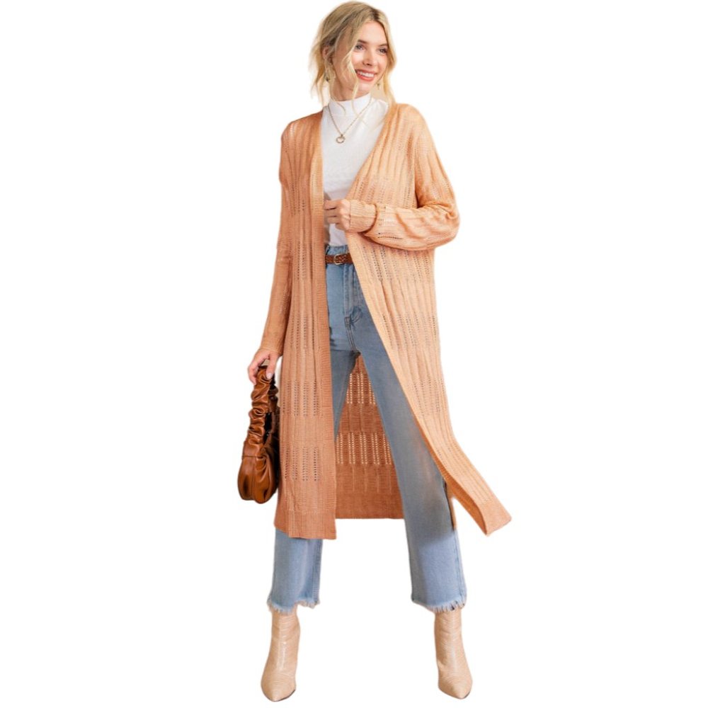 Mazik Openwork Open Front Duster Cardigan